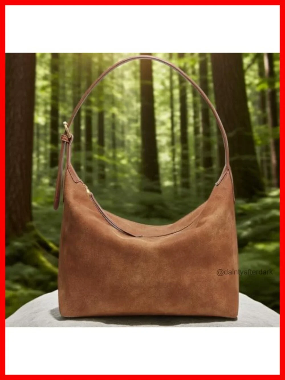 Faux Suede Hobo Bag Medium Shoulder Crossbody Adjustable Strap
